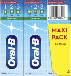 Oral B Oral-B 1.2.3 Mint Frisse - Tandpasta - 6 X75 Ml -Oral B Aanbiedingen Winkel 1125x1200
