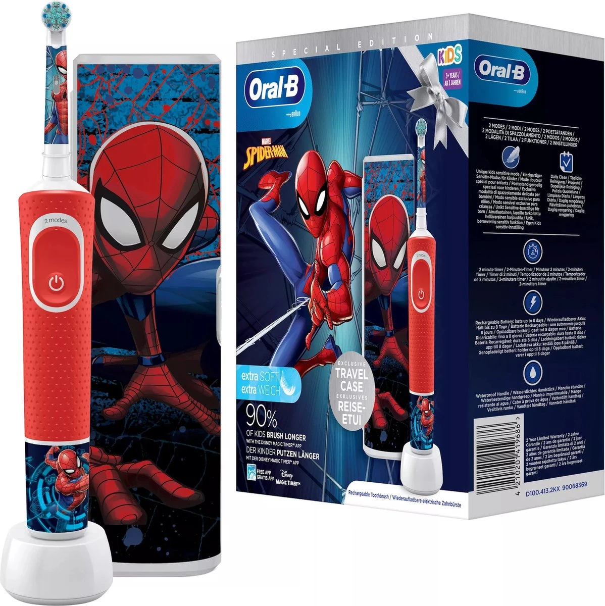 Oral B Oral-B Spiderman Elektrische Tandenborstel + Reisetui 1 Oral B Oral-B Spiderman Elektrische Tandenborstel + Reisetui