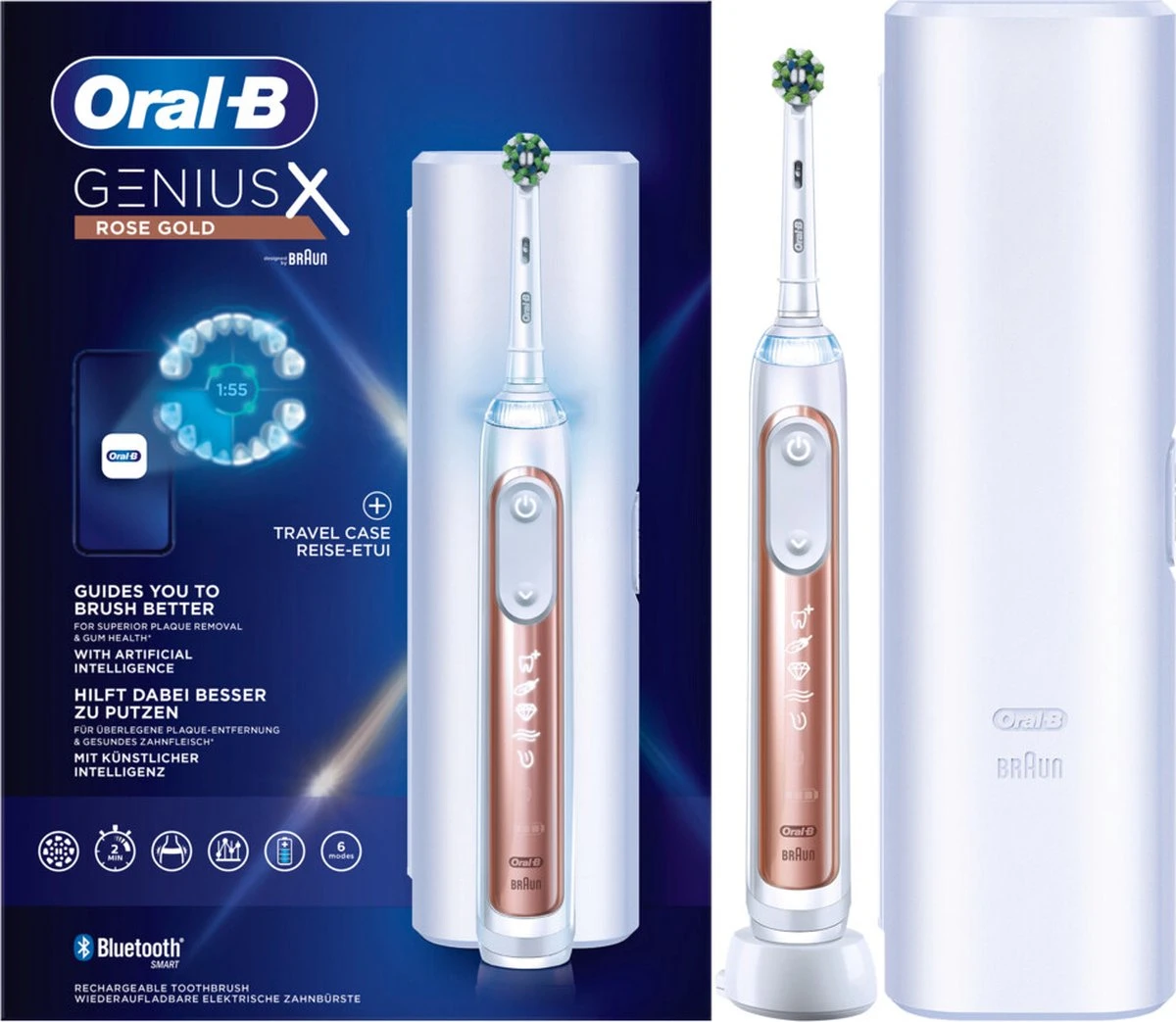 Oral B Oral-B Genius X - Elektrische Tandenborstel - Rosegold 3 Oral B Oral-B Genius X - Elektrische Tandenborstel - Rosegold - Afbeelding 3