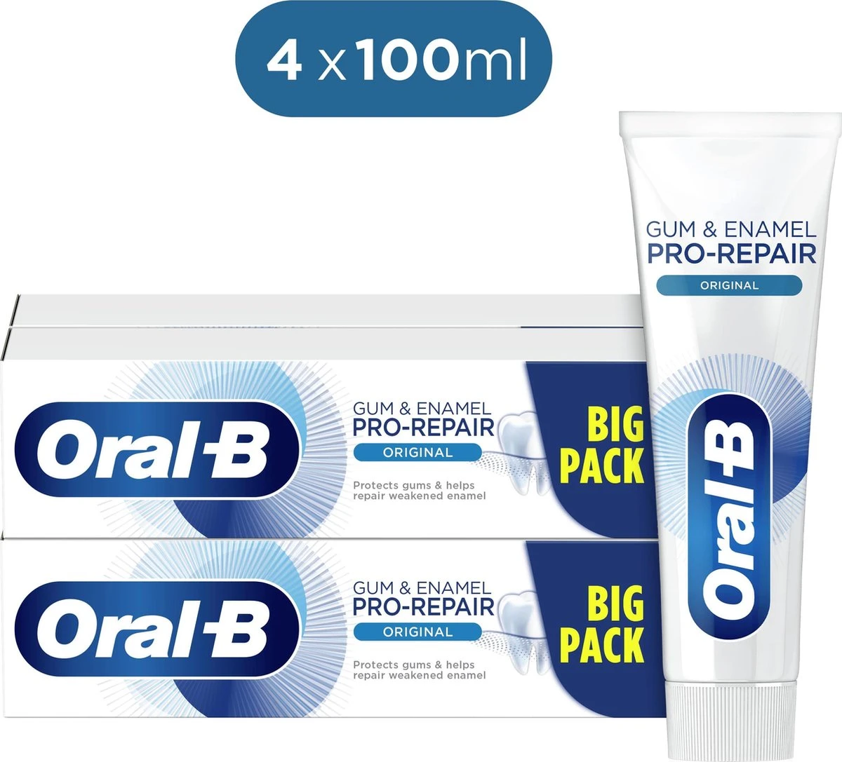 Oral B Oral-B Tandvlees & Glazuur Pro-Repair Origineel - Voordeelverpakking 4 X 100 Ml - Tandpasta Verpakt In Gerecycleerd Karton 4 Oral B Oral-B Tandvlees & Glazuur Pro-Repair Origineel - Voordeelverpakking 4 X 100 Ml - Tandpasta Verpakt In Gerecycleerd Karton - Afbeelding 4