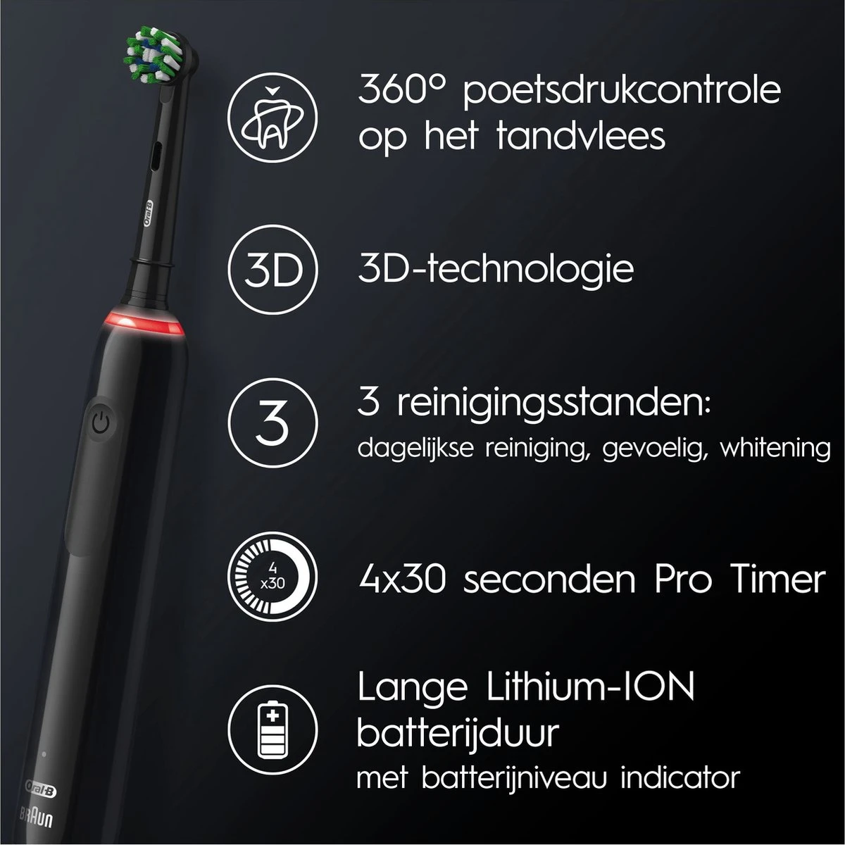Oral B Oral-B Pro 3 3000 - Elektrische Tandenborstel - Zwart 6 Oral B Oral-B Pro 3 3000 - Elektrische Tandenborstel - Zwart - Afbeelding 6
