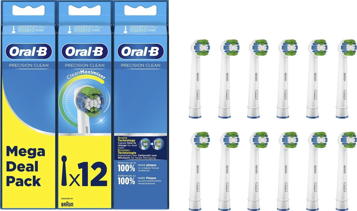 Oral B Oral-B Precision Clean - Met CleanMaximiser-technologie - Opzetborstels - 12 Stuks 1 Oral B Oral-B Precision Clean - Met CleanMaximiser-technologie - Opzetborstels - 12 Stuks