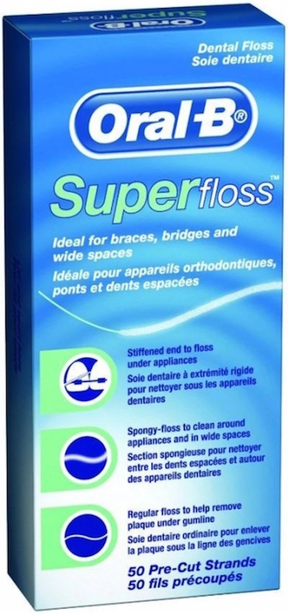 Oral B Oral-B Superfloss - 50 Stuks - Flosdraad 3 Oral B Oral-B Superfloss - 50 Stuks - Flosdraad - Afbeelding 3