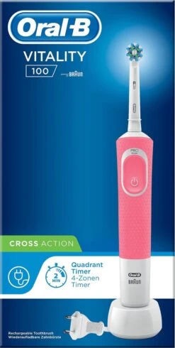 Oral B Oral-B Vitality 100 Roze CrossAction - Elektrische Tandenborstel - Powered By Braun -Oral B Aanbiedingen Winkel 605x1200