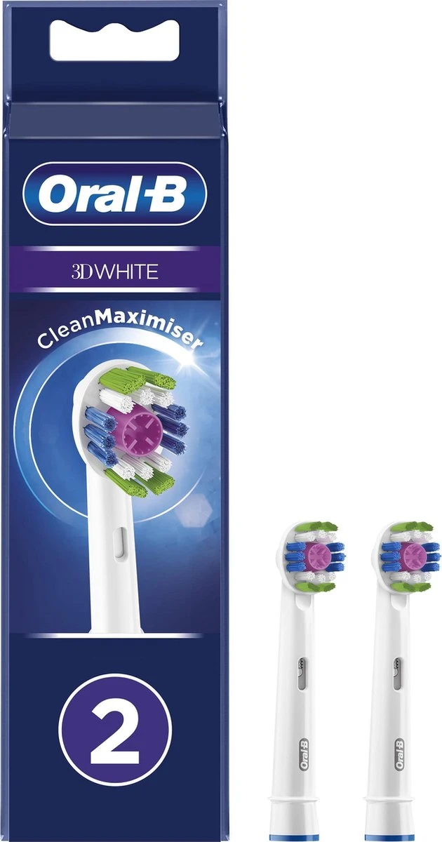 Oral B Oral-B 3D White - Met CleanMaximiser-technologie - Opzetborstels - 2 Stuks 1 Oral B Oral-B 3D White - Met CleanMaximiser-technologie - Opzetborstels - 2 Stuks