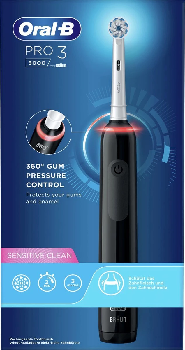Oral B Oral-B Pro 3 - 3000 Pure Clean Zwart 2 Oral B Oral-B Pro 3 - 3000 Pure Clean Zwart - Afbeelding 2