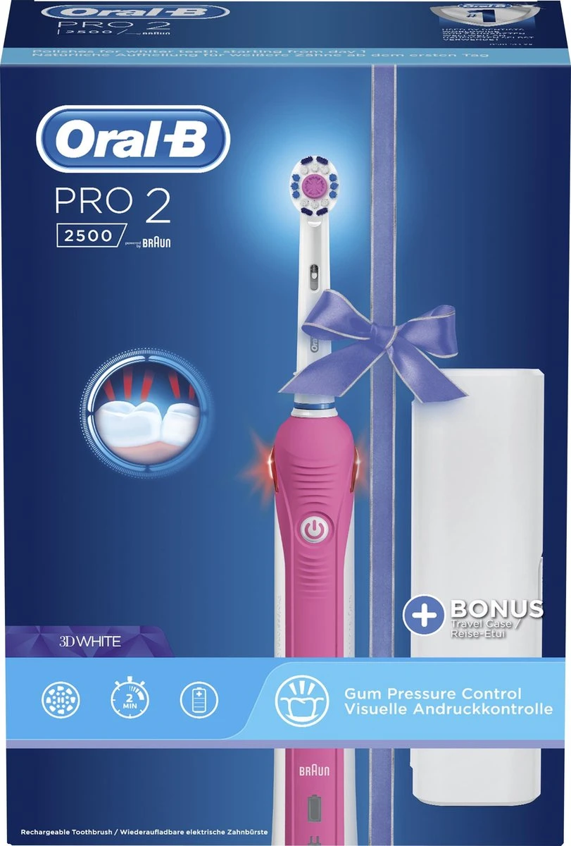 Oral B Oral-B PRO 2500 3D - Elektrische Tandenborstel - Roze 7 Oral B Oral-B PRO 2500 3D - Elektrische Tandenborstel - Roze - Afbeelding 7