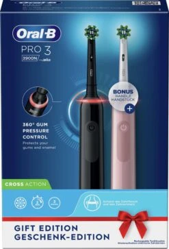 Oral B Oral-B Pro 3 - 3900 - Zwarte En Roze - Elektrische Tandenborstel -Oral B Aanbiedingen Winkel 817x1200