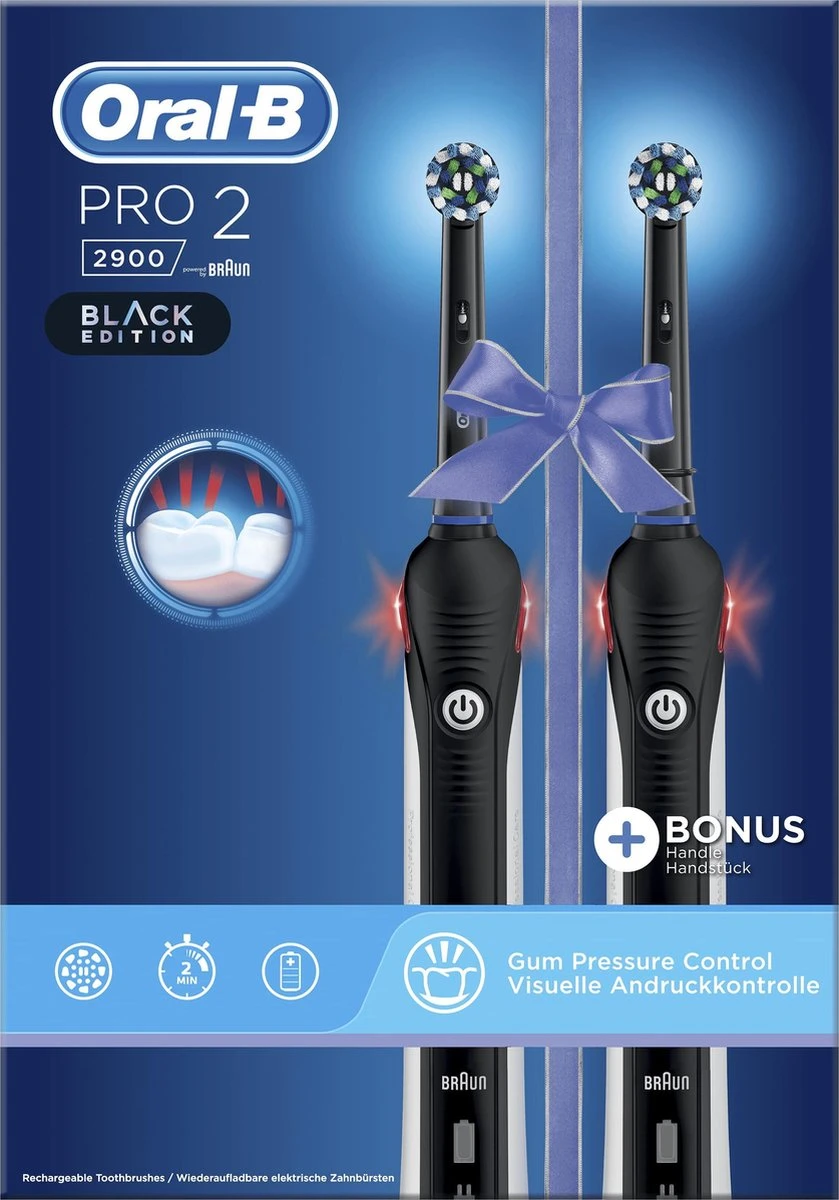 Oral B Oral_B Pro 2 - 2900 - Duoverpakking Elektrische Tandenborstel - Zwart 4 Oral B Oral_B Pro 2 - 2900 - Duoverpakking Elektrische Tandenborstel - Zwart - Afbeelding 4