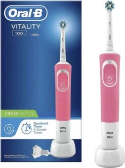Oral B Oral-B Vitality 100 Roze CrossAction - Elektrische Tandenborstel - Powered By Braun -Oral B Aanbiedingen Winkel 897x1200