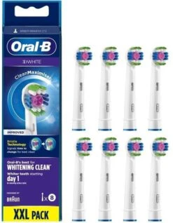 Oral B Oral-B 3D White - Met CleanMaximiser-technologie - Opzetborstels - 8 Stuks -Oral B Aanbiedingen Winkel 932x1200
